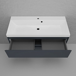 Style Line Тумба под раковину Манхэттен 100 Plus подвесная эмаль графит матовая – фотография-4